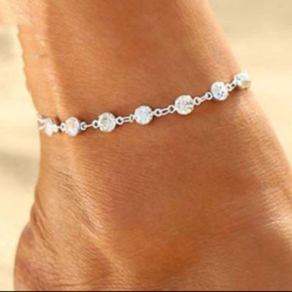 Jewelry - Crystal Ankle Bracelet Silver Tone Anklet New